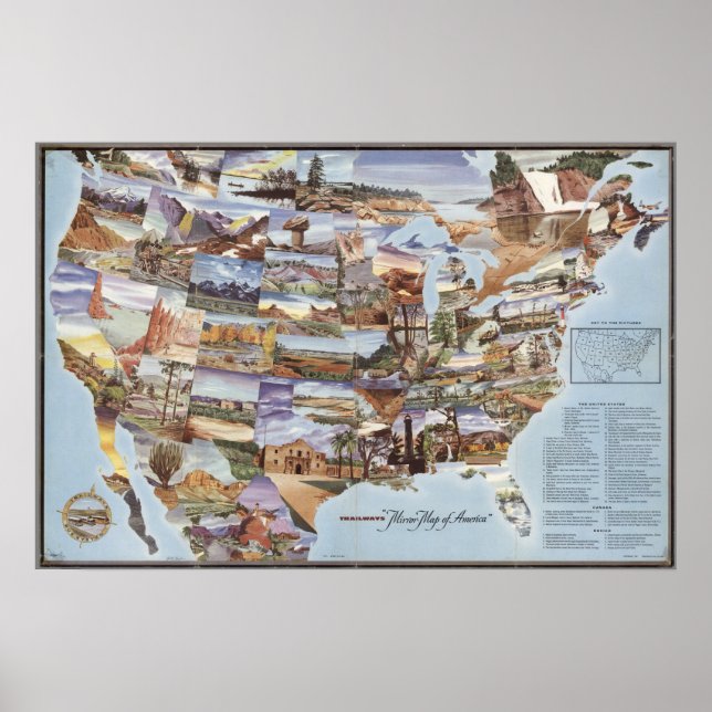 "Spegel Karta of America" - Naturens landmärken Poster (Framsidan)