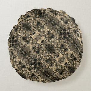 Spegel med strålande utseende, klassisk beige unic rund kudde