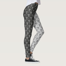 Spegel motverkar Black and White Damask Leggings