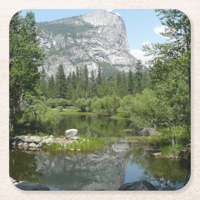 Spegel Sjö i nationalparken Yosemite Underlägg Papper Kvadrat (Framsidan)