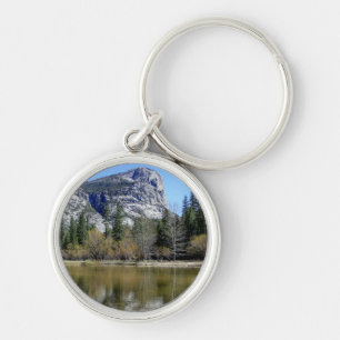 Spegel sjö rund silverfärgad nyckelring