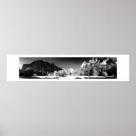 Spegel Sjö Yosemite Panoramic Black and White Poster