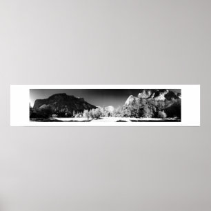 Spegel Sjö Yosemite Panoramic Black and White Poster