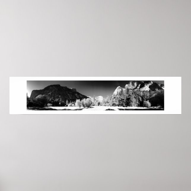 Spegel Sjö Yosemite Panoramic Black and White Poster (Framsidan)
