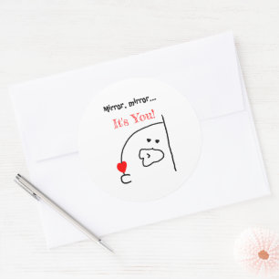 Spegel, Spegel! Det är du! Cute & Romantic Runt Klistermärke