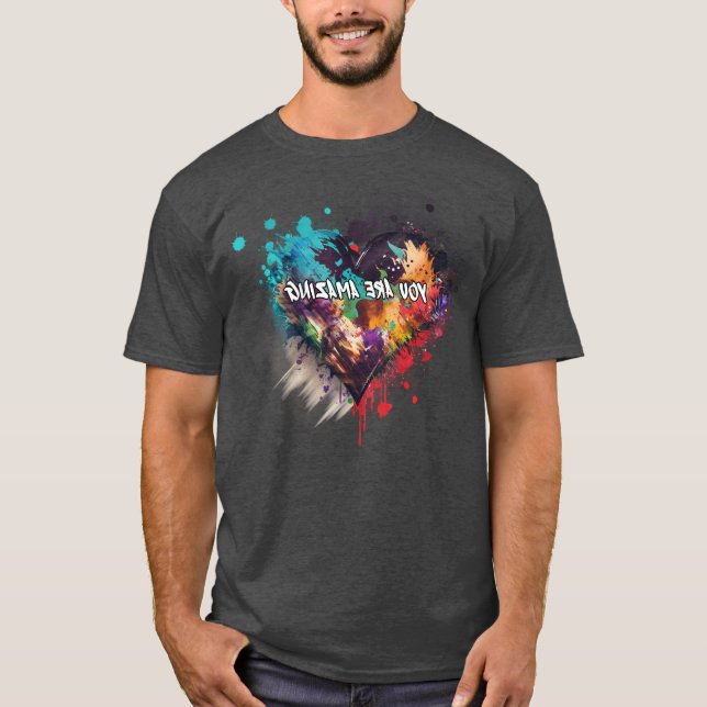 Spegel Text - Du är Fantastisk Shirt T Shirt (Framsida)