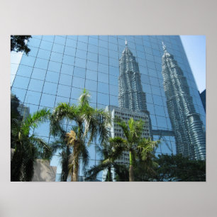 Spegelförsedda Petronas torn Poster