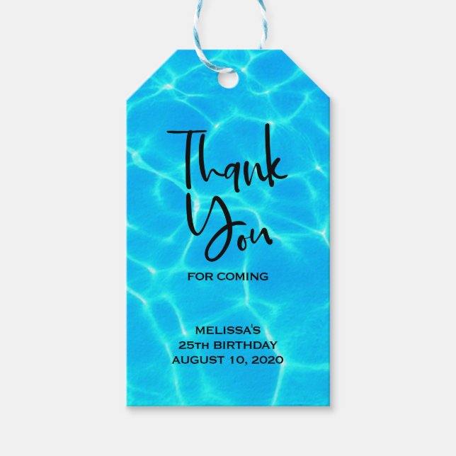 Spegelfoto för blå reflexer från Vatten i Bassäng Presentetikett (Framsidan)