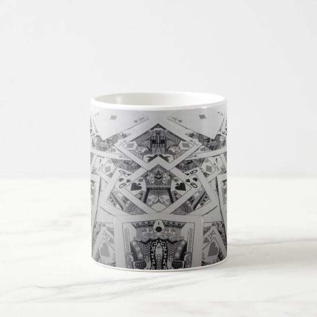 Spegeln avbildar leka kort kaffemugg (Center)