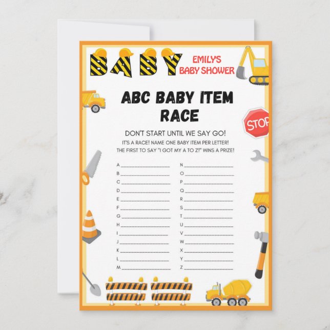 Spegelspel för byggbabyer - redigerbart Namn - Inbjudningar (Framsida)