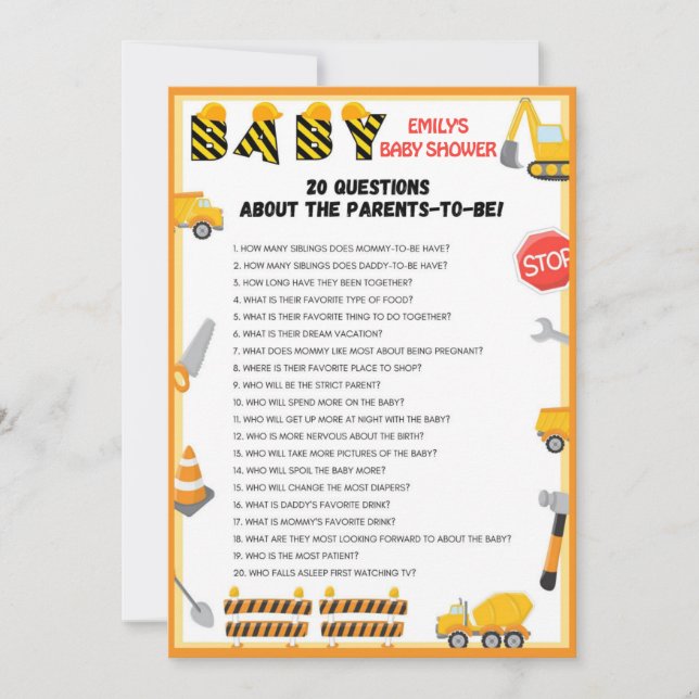 Spegelspel för byggbabyer - redigerbart Namn - Inbjudningar (Framsida)