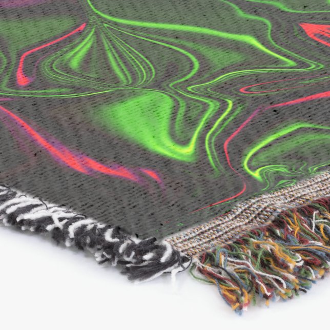 Spegla böjda röda linjer på gröntens bakgrund filt (Hörn)