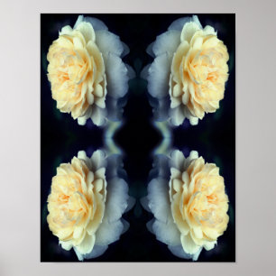 Speglad Gul ros i Abstrakten Bloom Poster