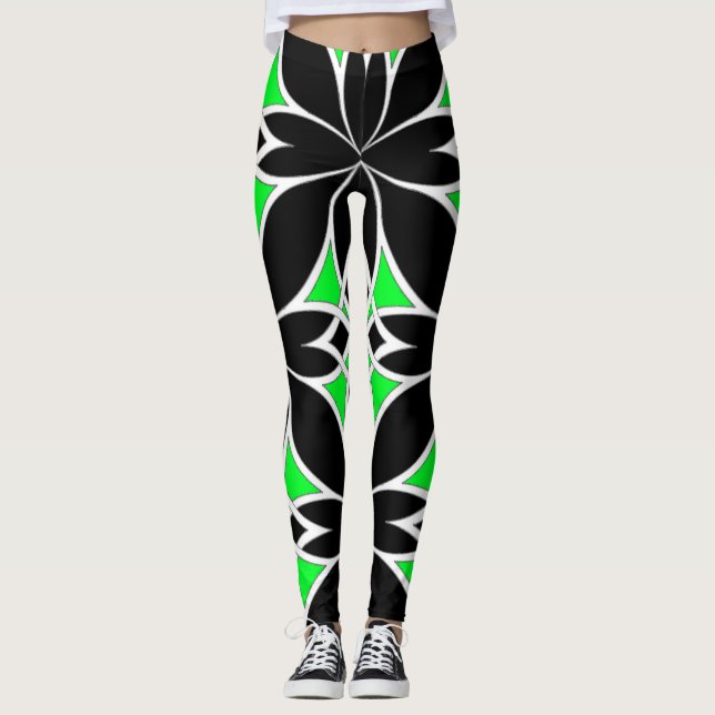 Speglad Keltisk ( Grön ) Leggings (Framsida)