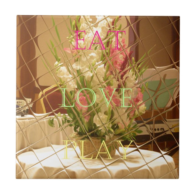 Speglad utskrift av blommor kakelplatta (Framsidan)