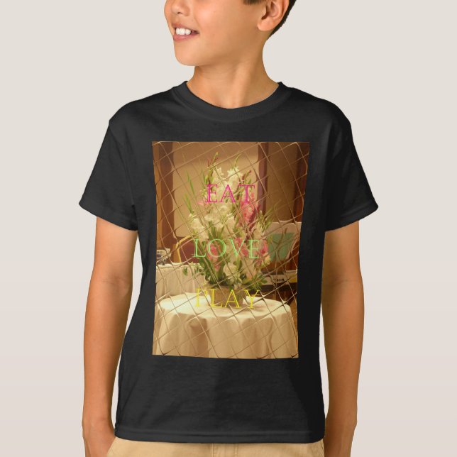 Speglad utskrift av blommor t shirt (Framsida)
