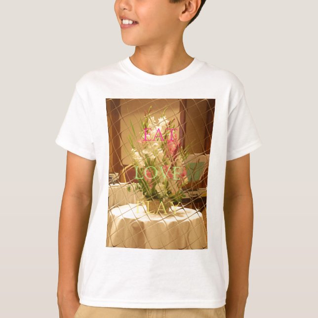 Speglad utskrift av blommor t-shirt (Framsida)