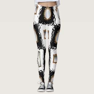 speglande vita svarta leggings lång tonåring