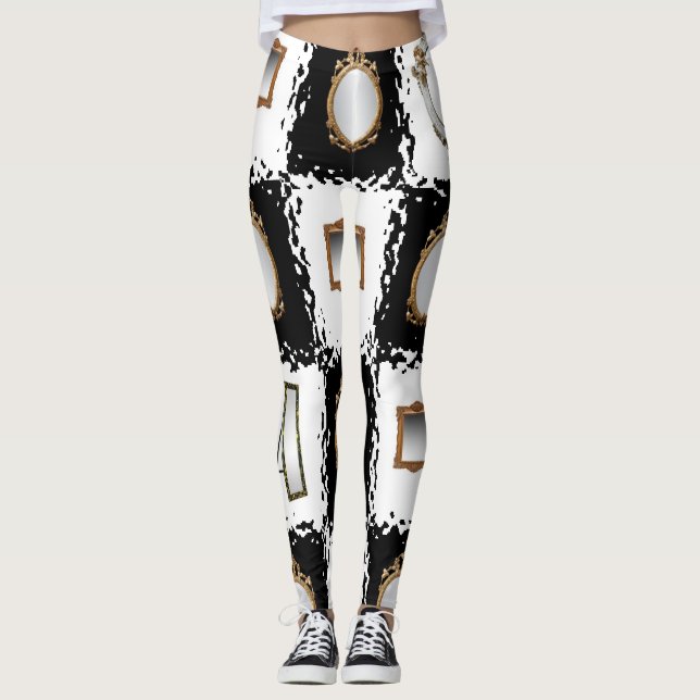 speglande vita svarta leggings lång tonåring (Framsida)