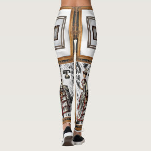 speglande vita svarta leggings lång tonåring