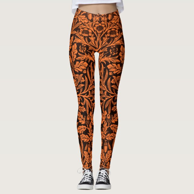 Speglar och ekar löv och Blommönster Leggings (Framsida)