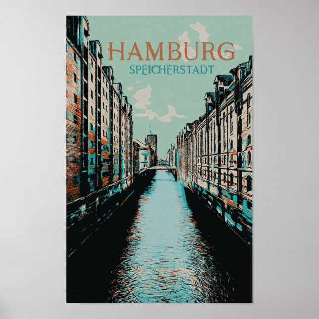 Speicherstadt Hamburg - Iconic Warehouse District Poster (Framsidan)