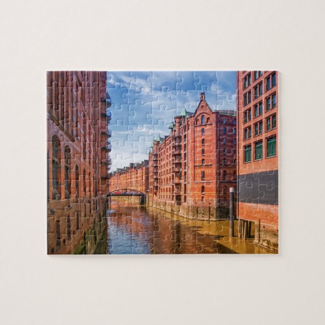 Speicherstadt Warehouse, Hamburg, Tyskland Pussel (Horisontell)