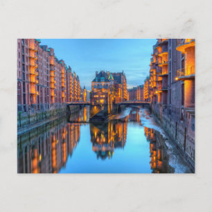 Speicherstadt Warehouse in Hamburg, Tyskland - HDR Vykort