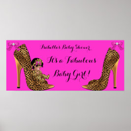 Spektakulär Baby Shower Bebis Söt Tjej Leopardsko Poster