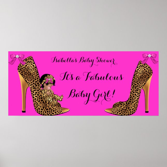 Spektakulär Baby Shower Bebis Söt Tjej Leopardsko Poster (Framsidan)