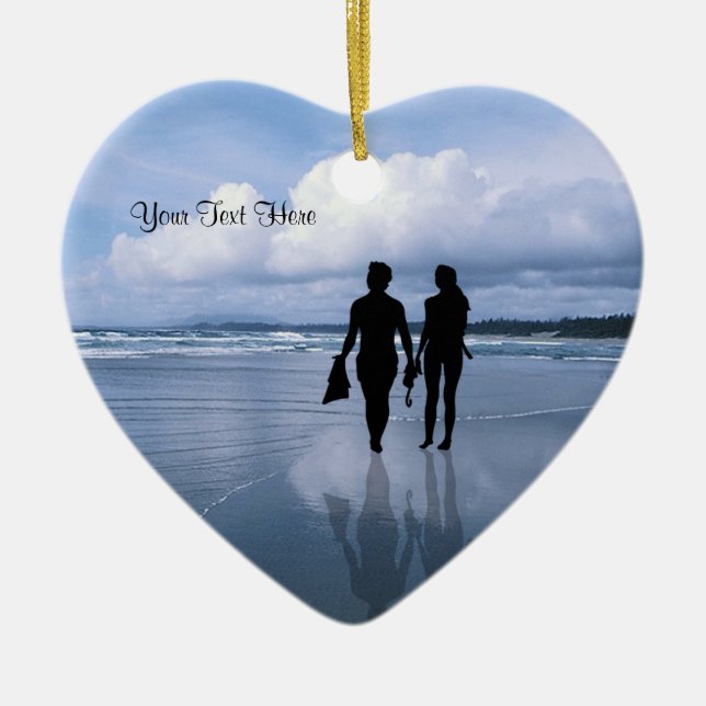 Spektakulär havvågar och strand julgransprydnad keramik (Framsidan)