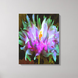 Spektakulär Magenta och Limegrön Kaktus-Dahlia Canvastryck