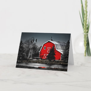 Spektakulär röd ladugård kort