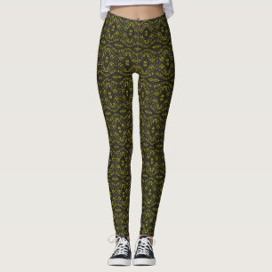 Spektral gul svart abstrakt gouachekonst leggings