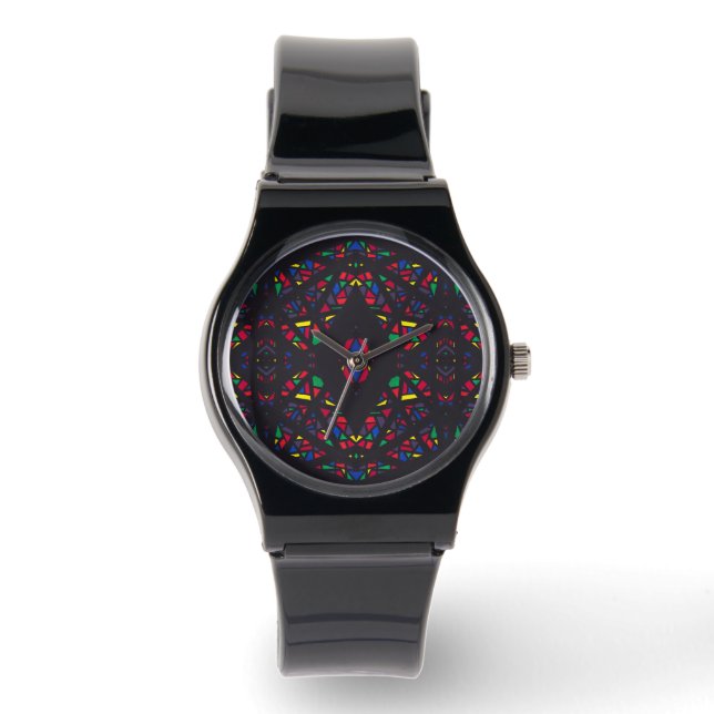 Spektral Regnbåge Abstrakt Gouache Konst Armbandsur (Framsida)