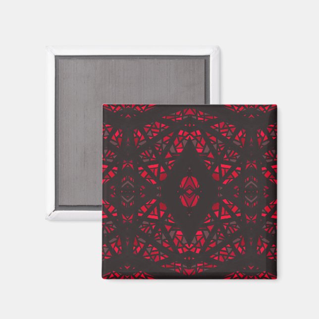 Spektral röd svart abstrakt gouachekonst magnet (Front/Back)
