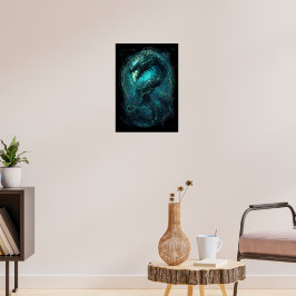Spektral Spole Cyberpunk Orm Mörk Konst Poster