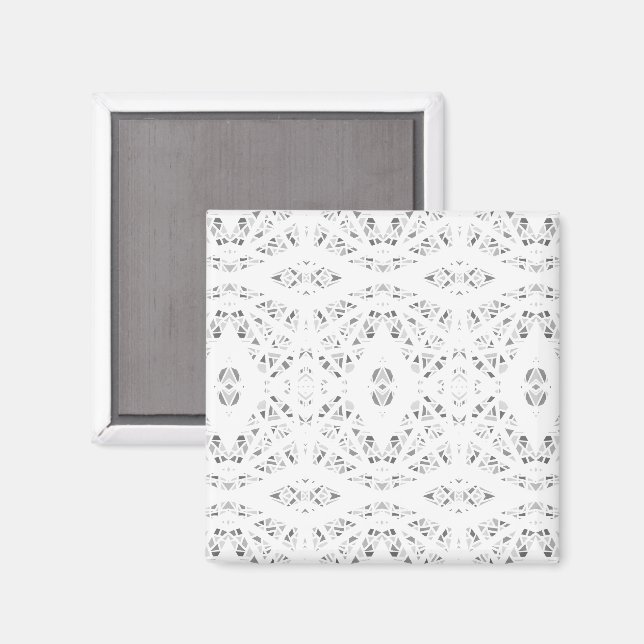 Spektroskopisk grå vit abstrakt gouachekonst magnet (Front/Back)