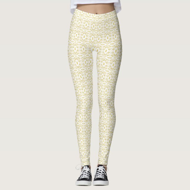 Spektroskopisk gul vit abstrakt gouachekonst leggings (Framsida)