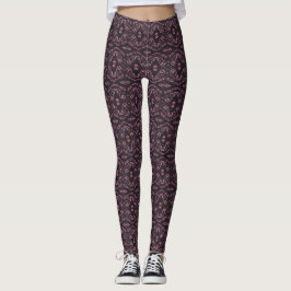 Spektroskopisk Rosa Svart Abstrakt Gouache Konst Leggings