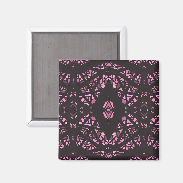 Spektroskopisk Rosa Svart Abstrakt Gouache Konst Magnet (Front/Back)