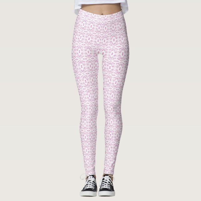 Spektroskopisk Rosa Vit Abstrakt Gouache Konst Leggings (Framsida)