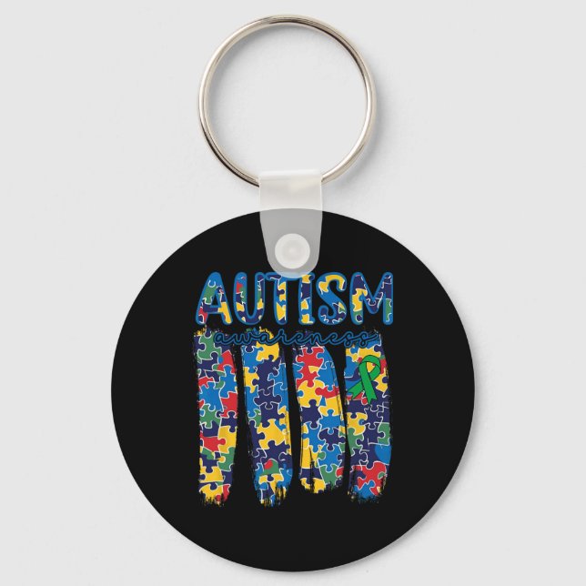 Spektrum för ökad medvetenhet om autism Brushstrok Nyckelring (Framsida)