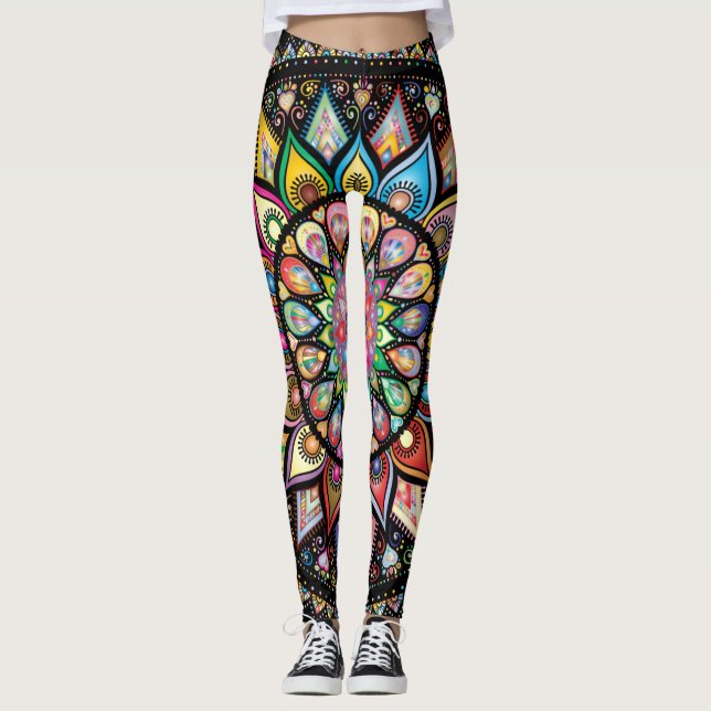 Spektrum över färg mandala leggings (Framsida)