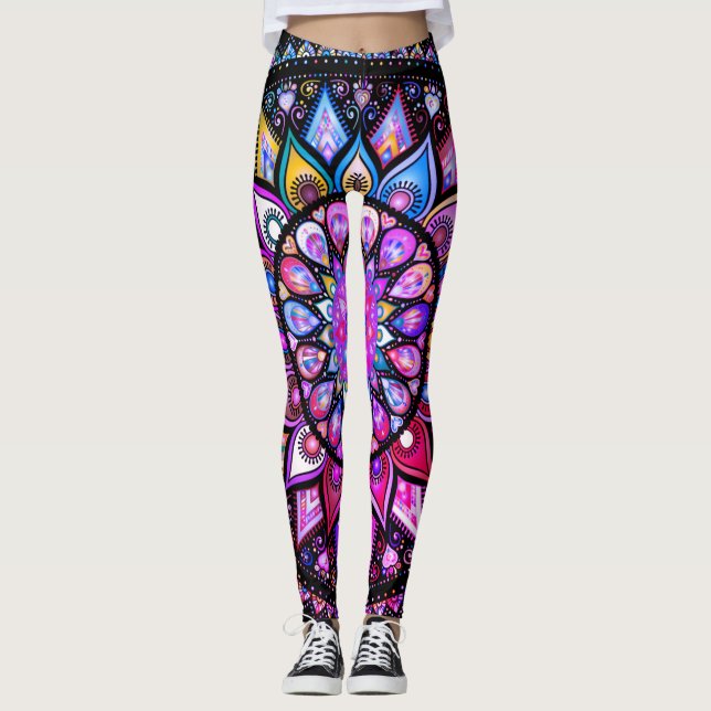Spektrum över färg mandala leggings (Framsida)