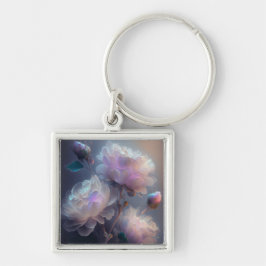 Spektrumflöden för konstgjord beläggning (Soft Foc Fyrkantig Silverfärgad Nyckelring
