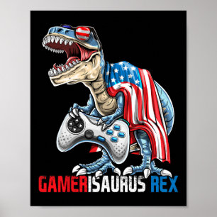 Spel 4:e juli t Rex Dinosaur Amerisaurus Rex Bo Poster