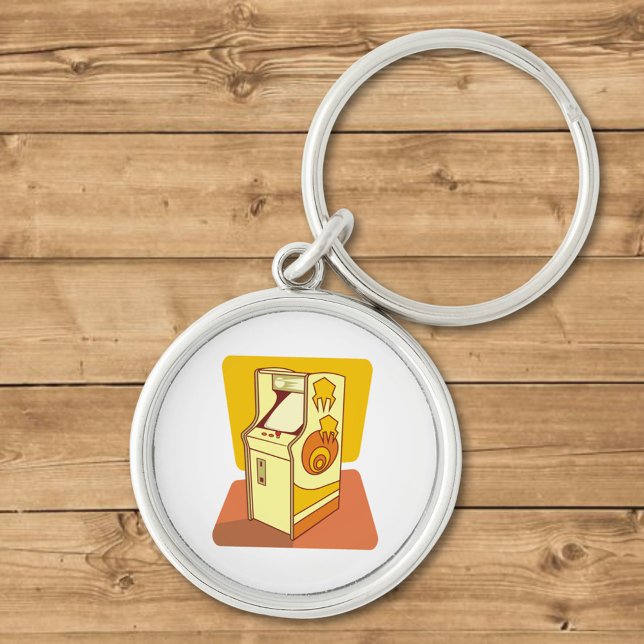 Spel Arcade-spelkonsol Rund Silverfärgad Nyckelring (Skapare uppladdad)