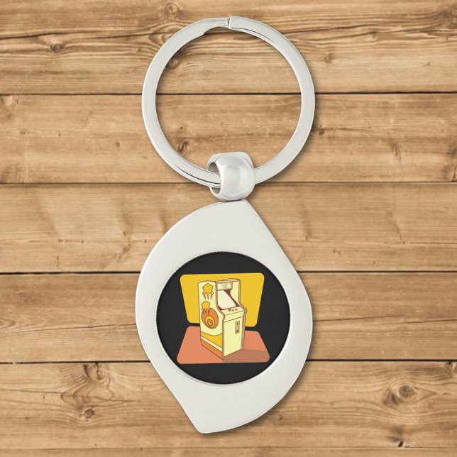 Spel Arcade-spelkonsol Swirl Silverfärgad Nyckelring (Skapare uppladdad)