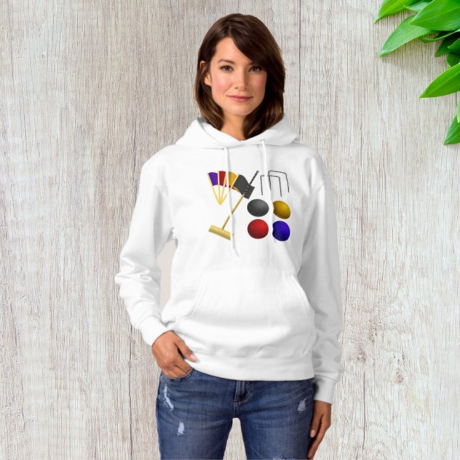 Spel av Croquet Womens Hoodie T Shirt (Skapare uppladdad)